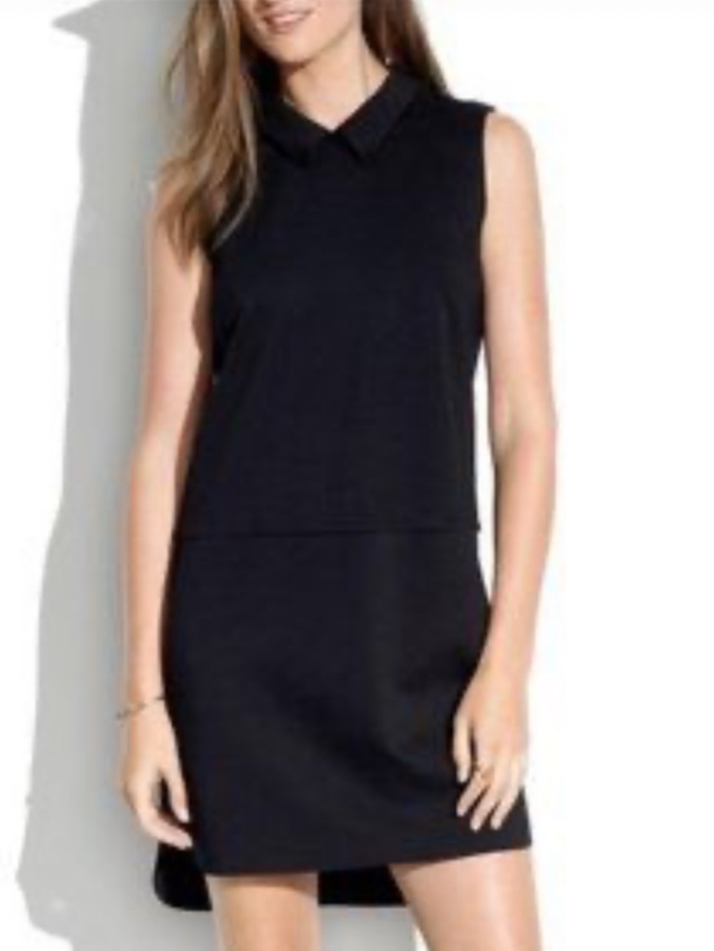 Madewell Black Sleeveless Collared Mini Dress